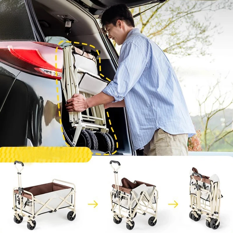 Entai Wholesale outdoor easy walk camping beach wagon cart foldable beach trolley wagon with 4 wheels