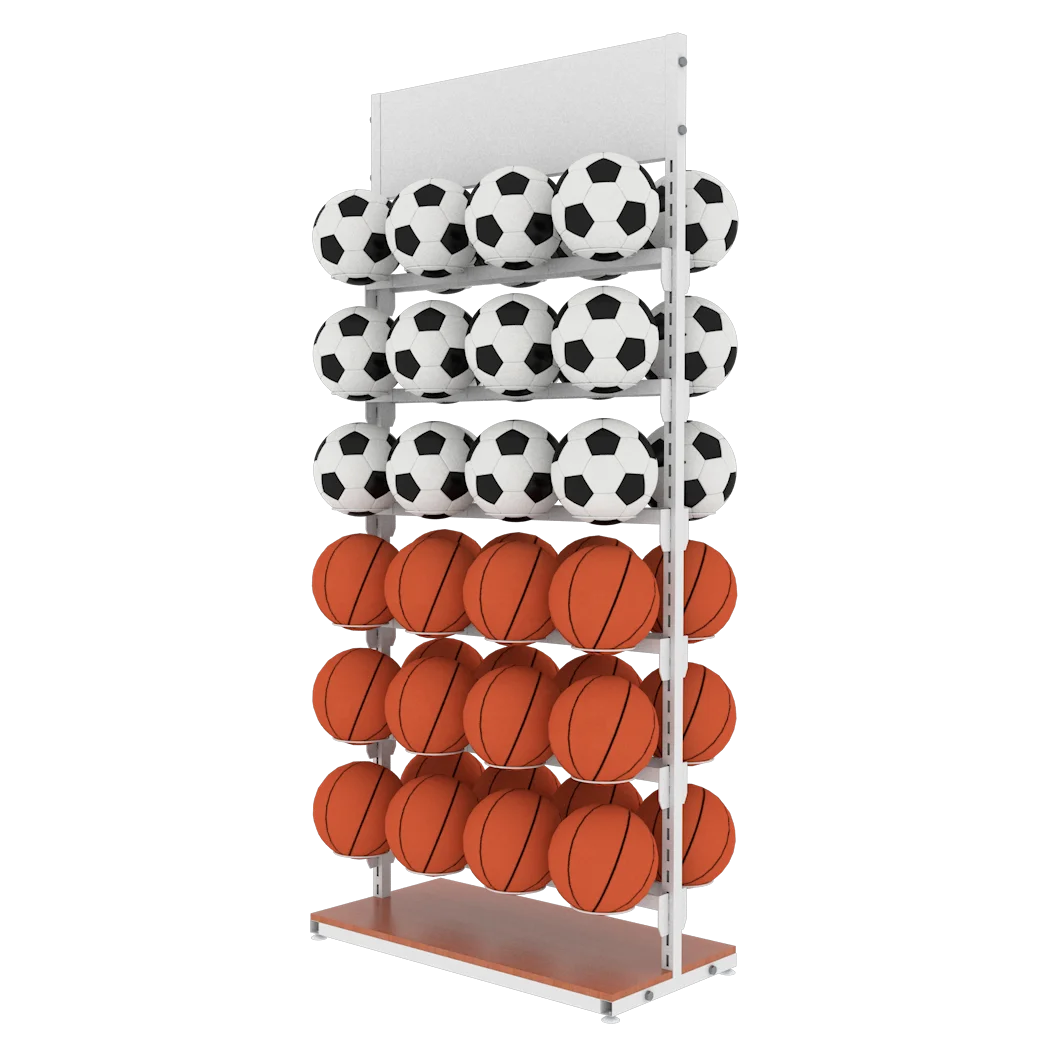 Store Double Sided Basketball Football Volleyball Hook Metal Display Stand Sports Ball Equipment Storage Rack
