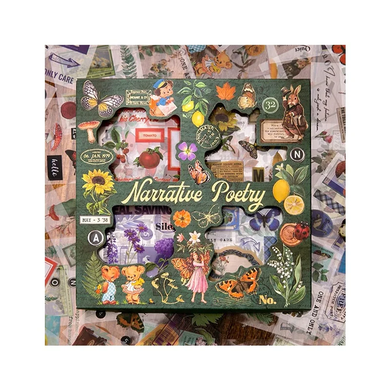 Hot Sale Aesthetic Junk Journal Craft Plants Floral Scrapbook Stickers Kit Vintage Nature Scrapbook Stickers