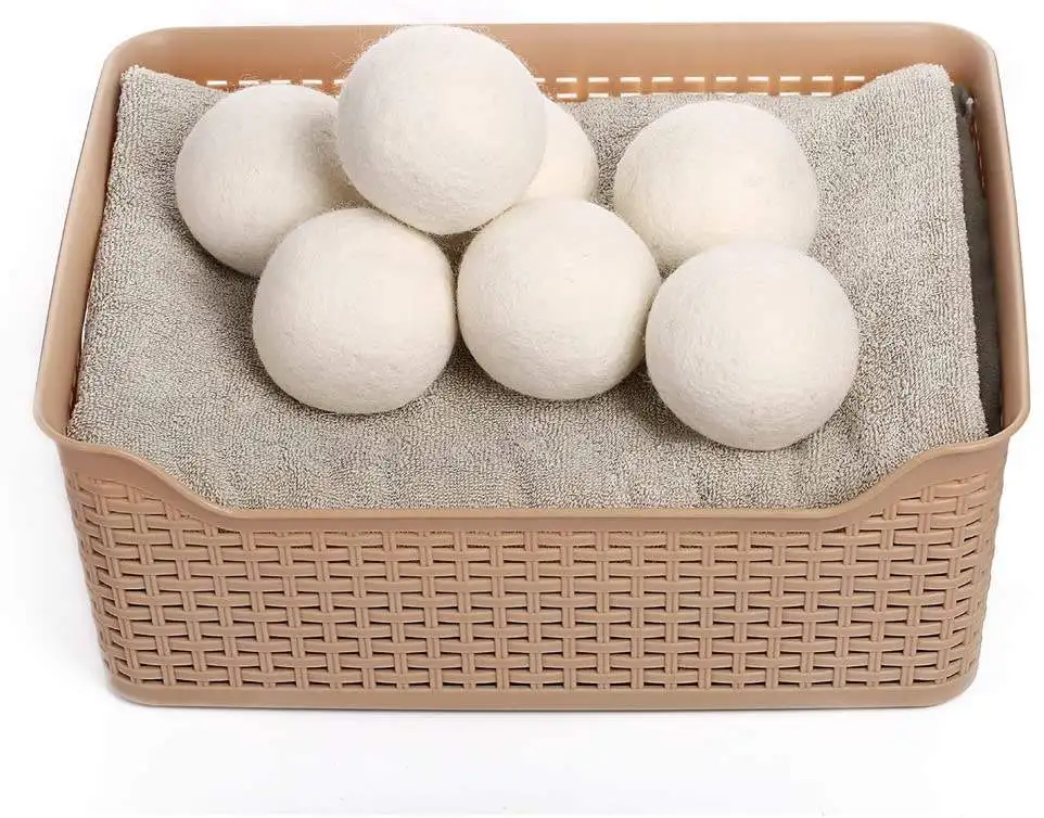 Customized 100% Organic New Zealand Reusable Natural Fabric Softener Healthy Felt Laundry Wool Dryer Balls With Drawstring Bag