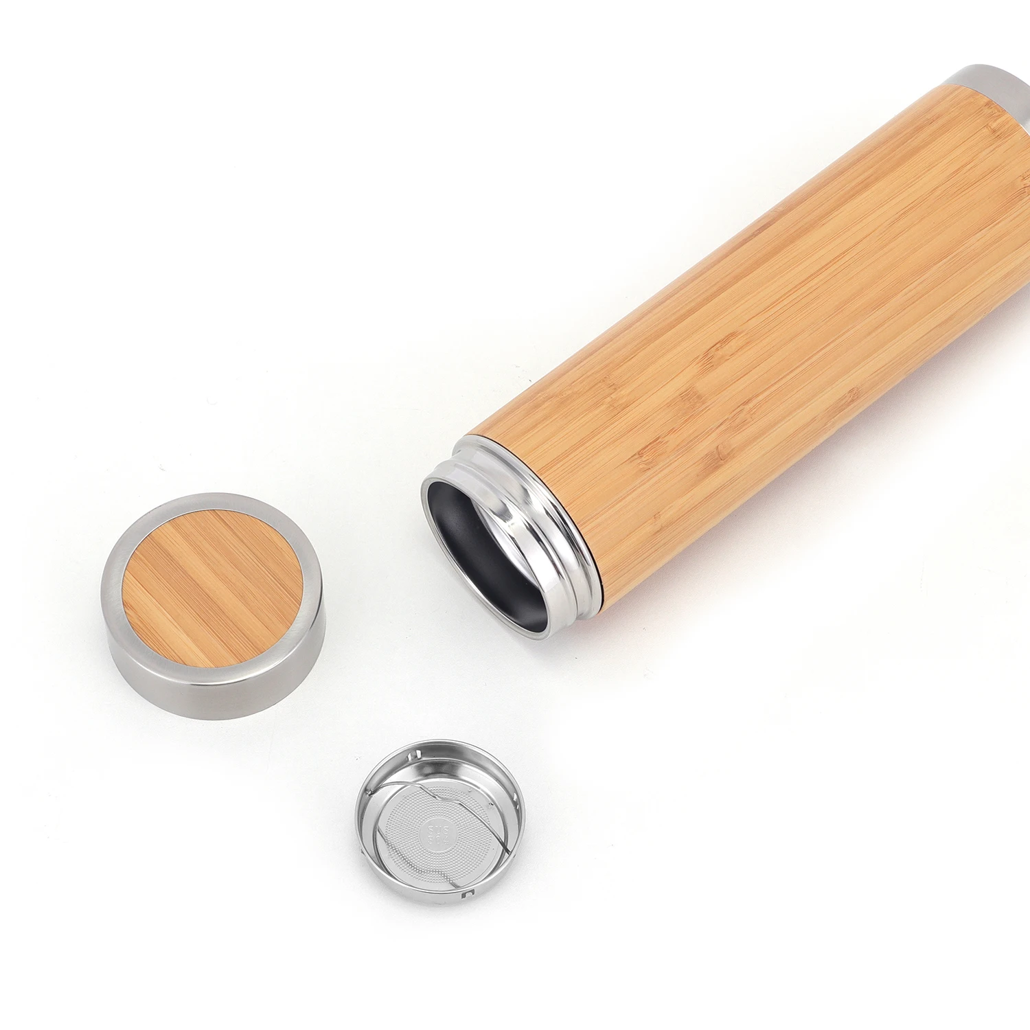 Wholesales custom BPA free bamboo thermos vacuum flask, stainless steel vacuum flask