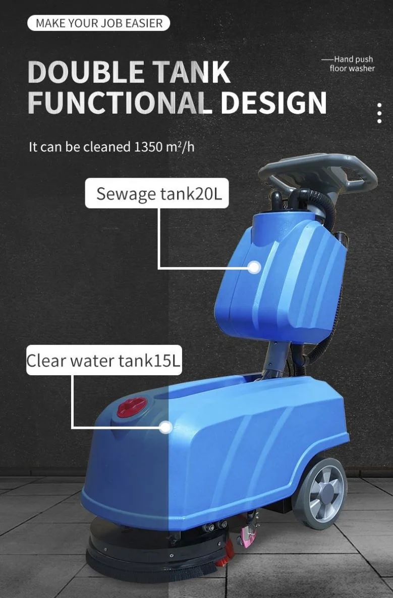 Mini Portable Small Manual Compact Automatic Walk Behind Floor Scrubber Drier Washing Machine For Office Warehouse Store