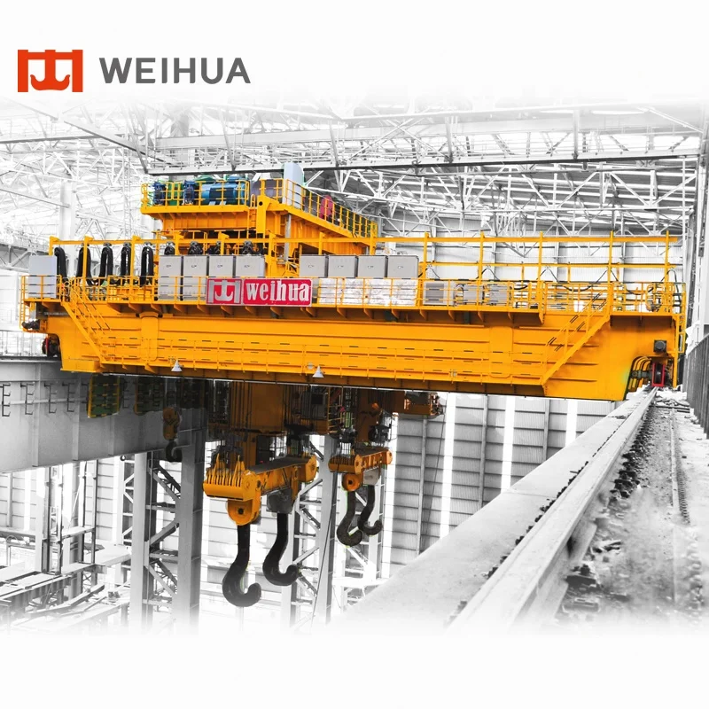 Weihua Heavy Duty 140ton Electric Double Girder Overhead Lifting Equipment Ladle Crane