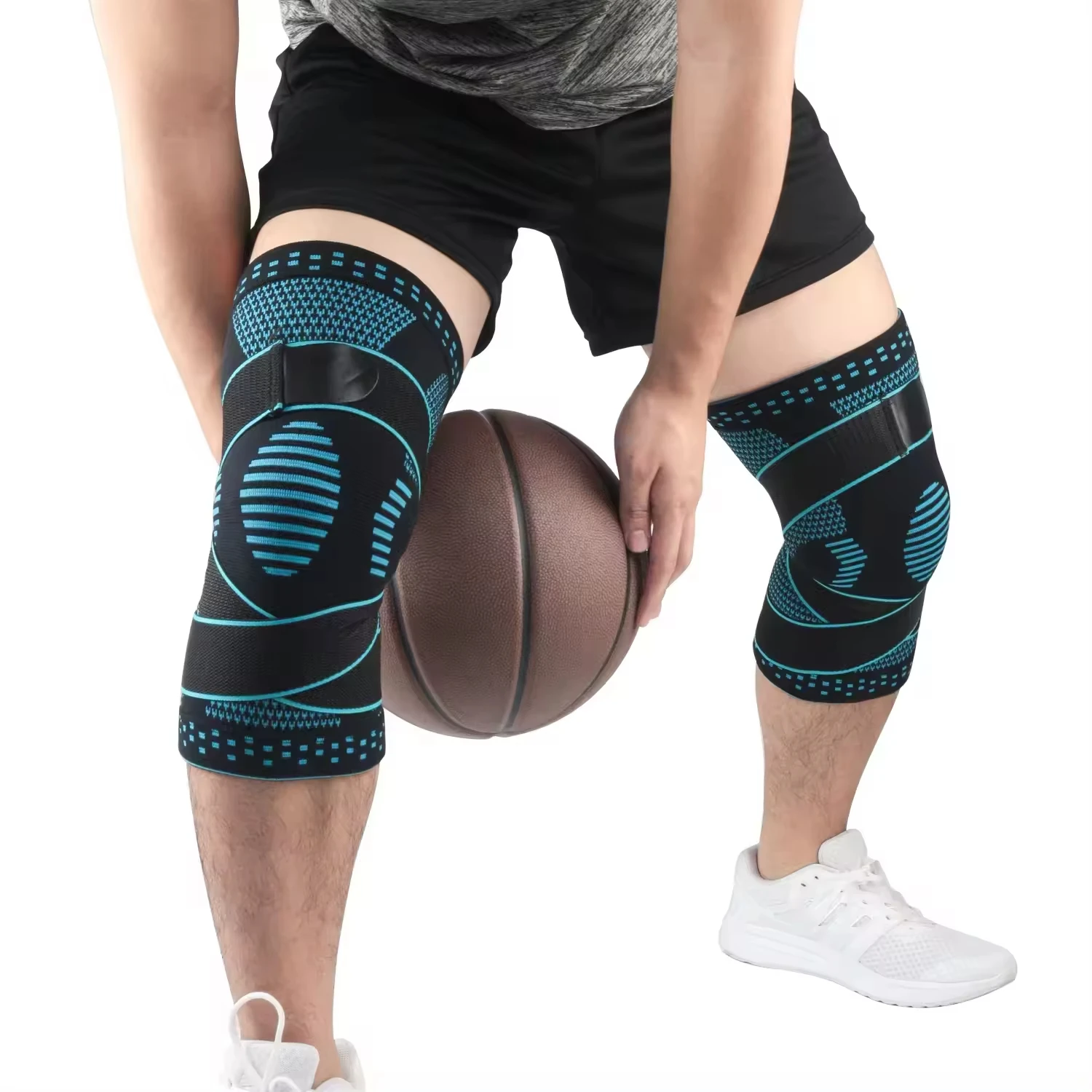 Anti-Slip Compression Knee Pads Spandex Silicone Gel Spring Knee Support Brace Protector