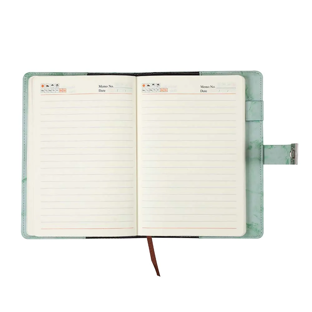 Custom Available A5 Hardcover Leather Glue Bound Lined Notebook Journal with Lock Closure