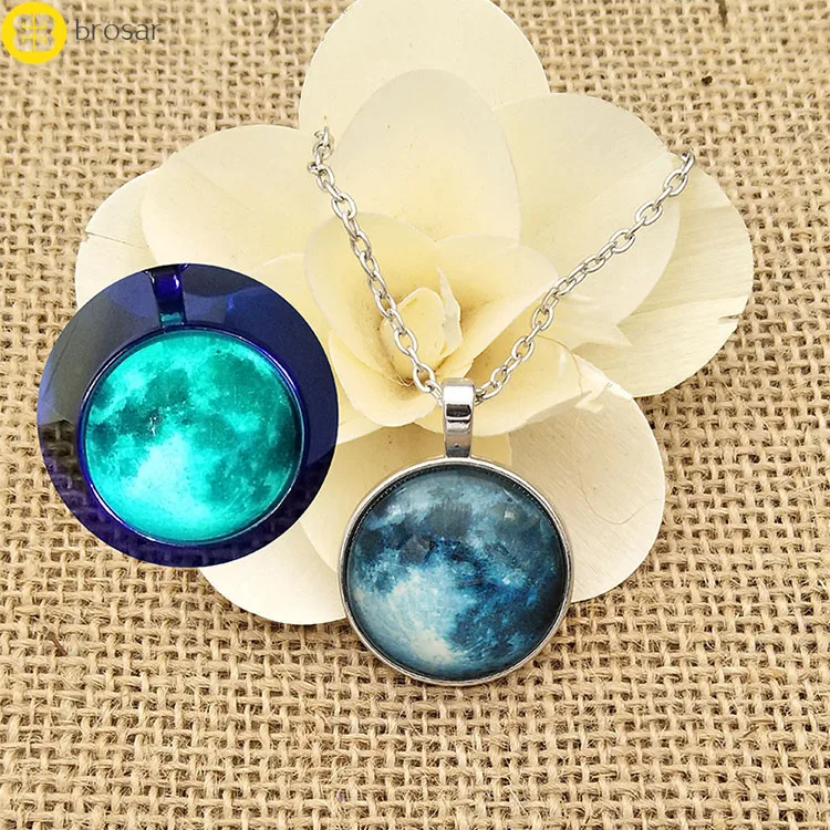  Luminous Glow In Dark Moon Pendant Space Star Galaxy Universe