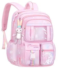 2022 fashion gradient student schoolbag 1-6 grade light weight reduction double shoulder bag girl bag school