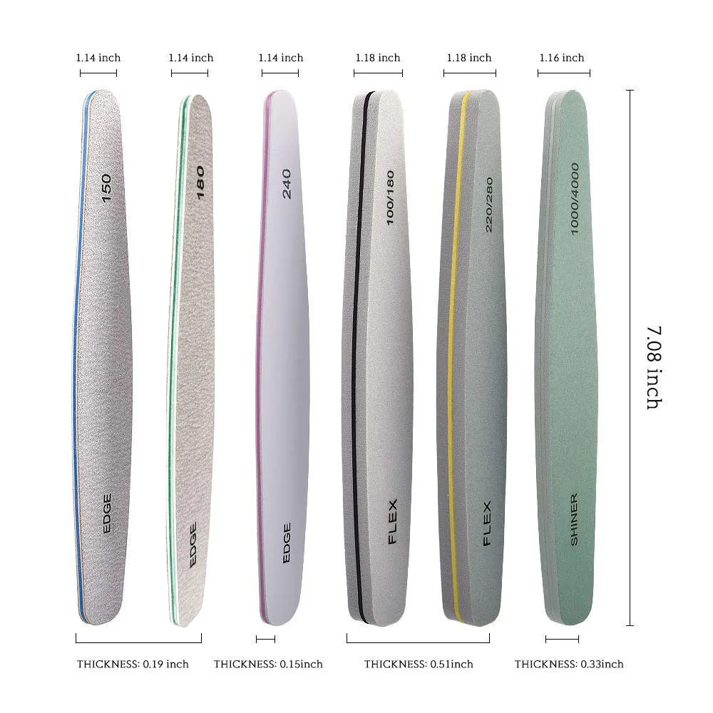 Professional Gel Nail File Set Manicure Polisher Washable Double Sided 180/240 Buffers Nail File