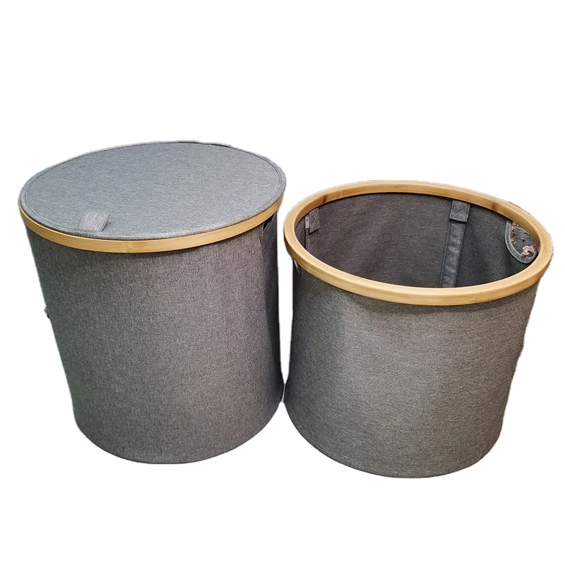 Foldable Storage Hamper Natural Bamboo Laundry Basket With Removable