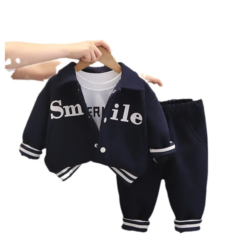 High Quality Spring Autumn Fashion Long Sleeve Casual Striped Letter Print 100% Cotton children cartoon clothes sets