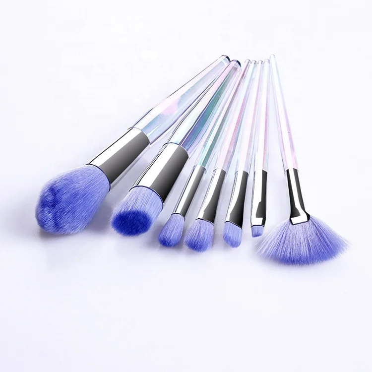 
Unicorn Purple Chrome Pro Profiesinal Makeup Brushes Set Elf Single Logo Set 24 Pcs 7Pcs Plastic Handle Makeup Brush 
