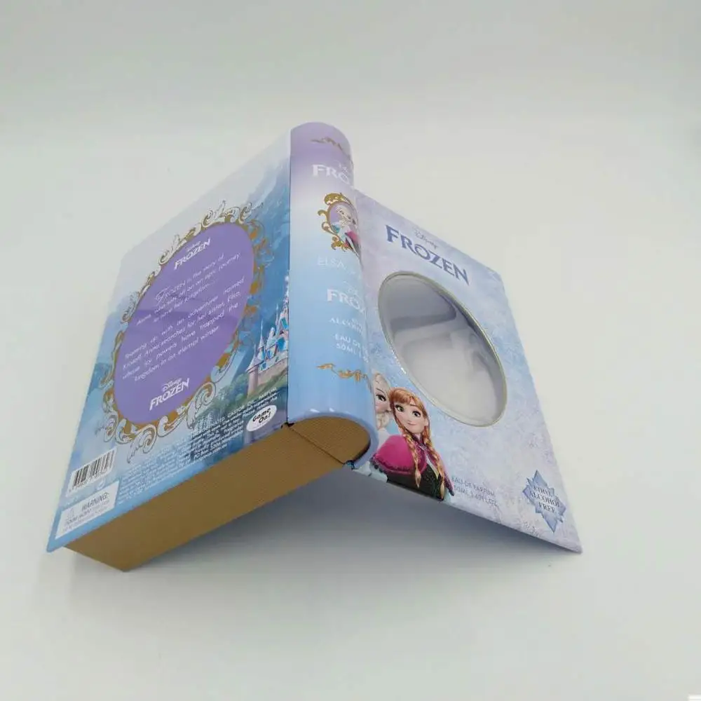 Жестяная коробка в форме книги с прозрачным окном и подносом внутри