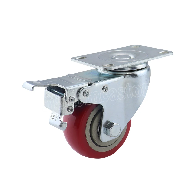 Factory Price rotating wheels Medium Duty 75mm/100mm Castor Red Swivel Heavy duty PVC Caster