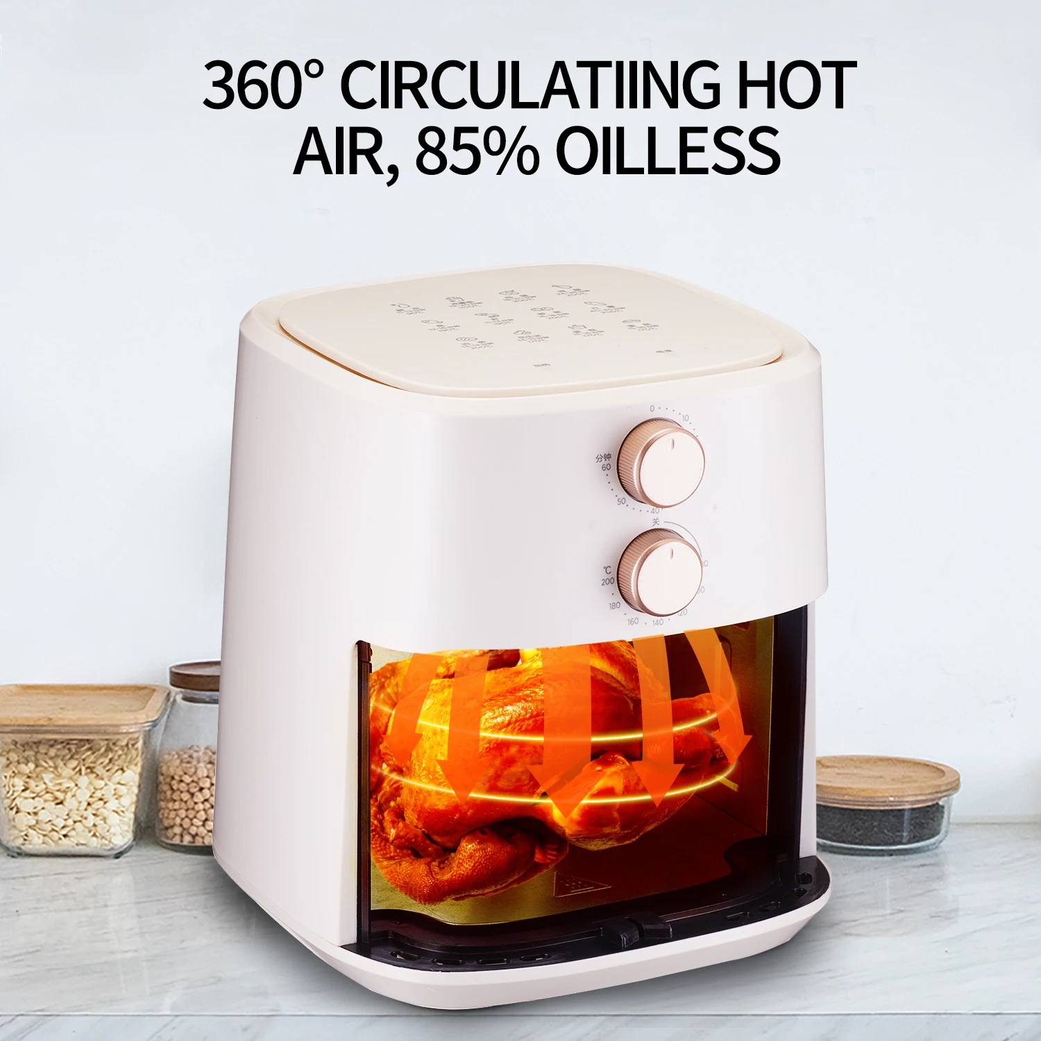 Hot Sales 7.2L  Visible Electric  Manual Control Deep Air Fryer With Halogen heating
