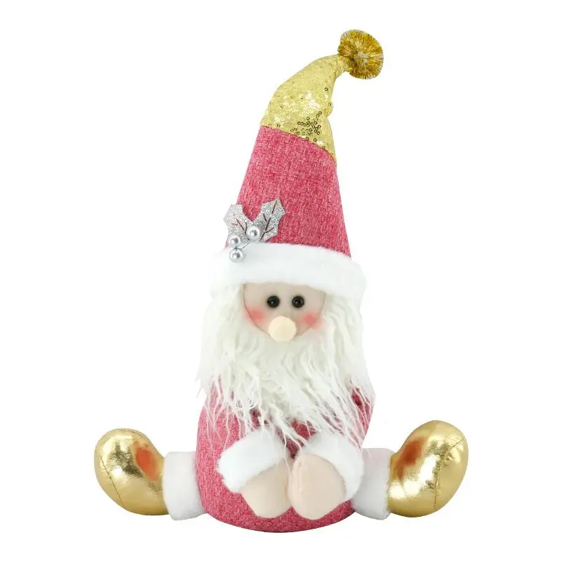 Christmas ornaments Santa Claus snowman figure sitting cute table presents
