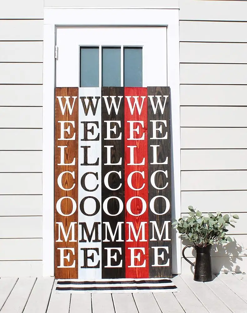 
Rustic Fixer Upper Farmhouse Wooden Welcome Sign for Front Porch 