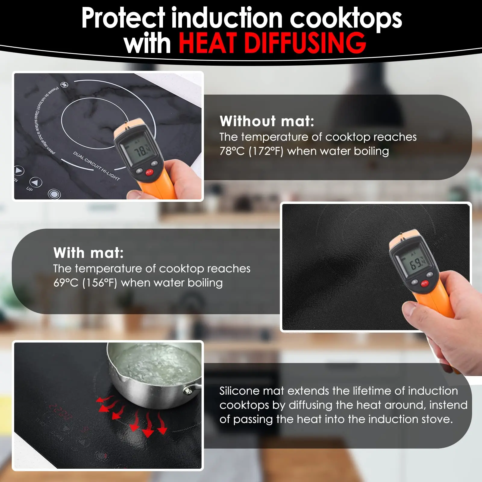 Silicone Induction Cooker Mat Customized Cooker Cooktop Protector Mat Induction Hob Protector