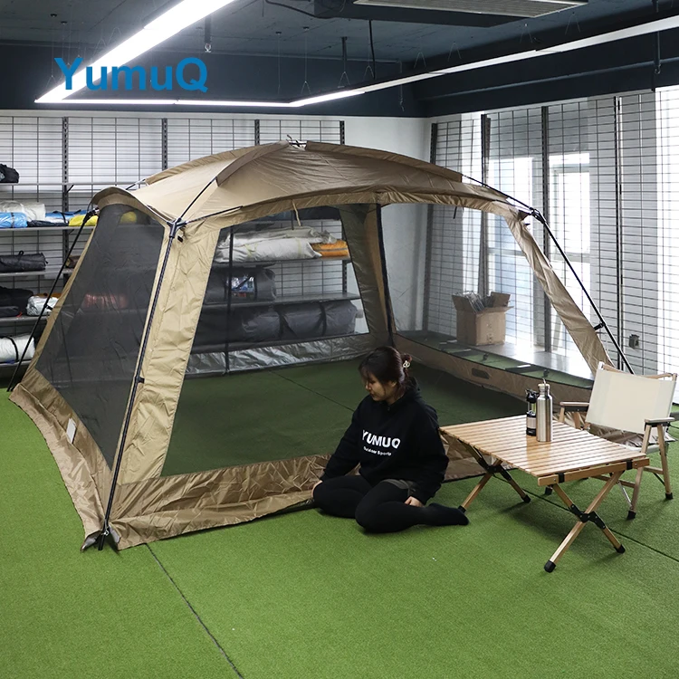 YumuQ 6-8 Person Quick Set Pop Up Desert Gazebo Camping Screen Tent 3x3 House Room Shelter Outdoor