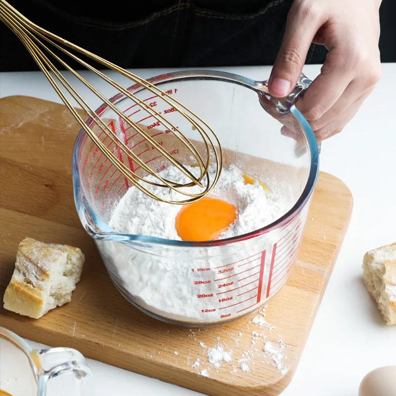 Круглый термостойкий стеклянный мерный кувшин для жидкости