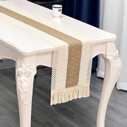 Banquet Cotton Linen Fringe Table Runner Woven Luxury Macrame Table Runner Wedding