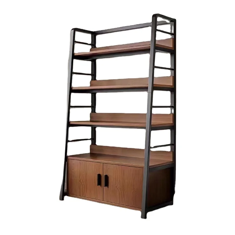 Hight Quality Walnut Hose Storage Rack Kids Study Room Panel Book Shelf Wooden Library Bookshelf