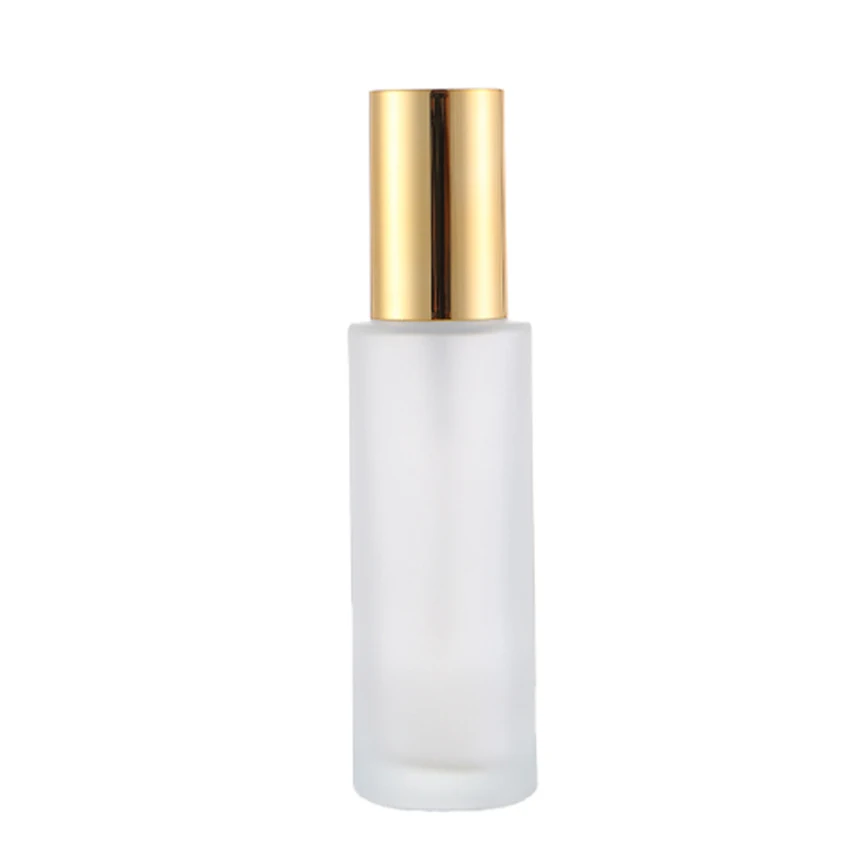 skincare use cosmetic glass emulsion/skin milk bottles flat shoulder 15ml 30ml 60ml with wooden/silver lid