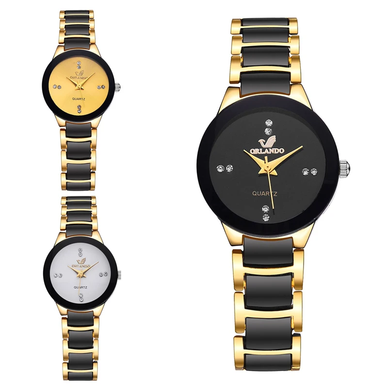 Fashion Women Men Watches Luxury Rhinestone Quartz Steel Strap Casual High Quality Wristwatches For Couple Lover Gift