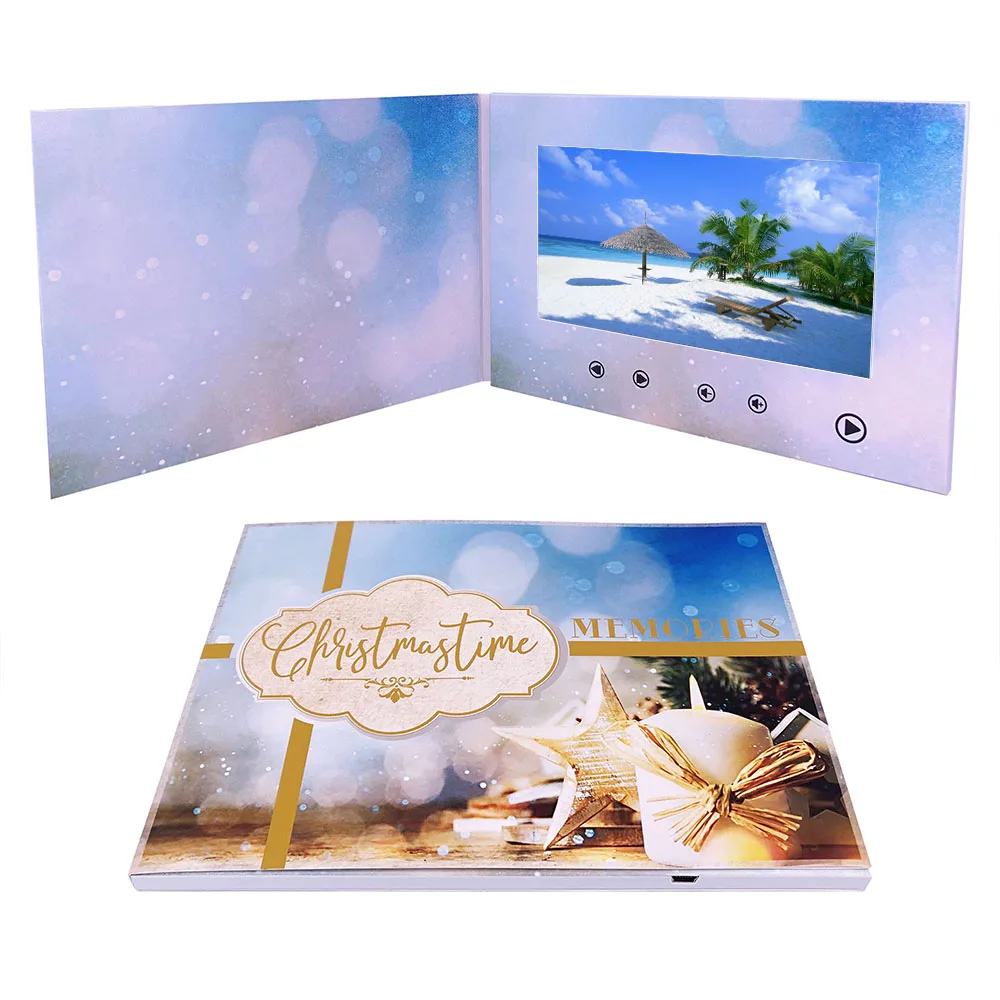 7 Inch Digital LCD Display Video Brochure Greeting Card For Christmas
