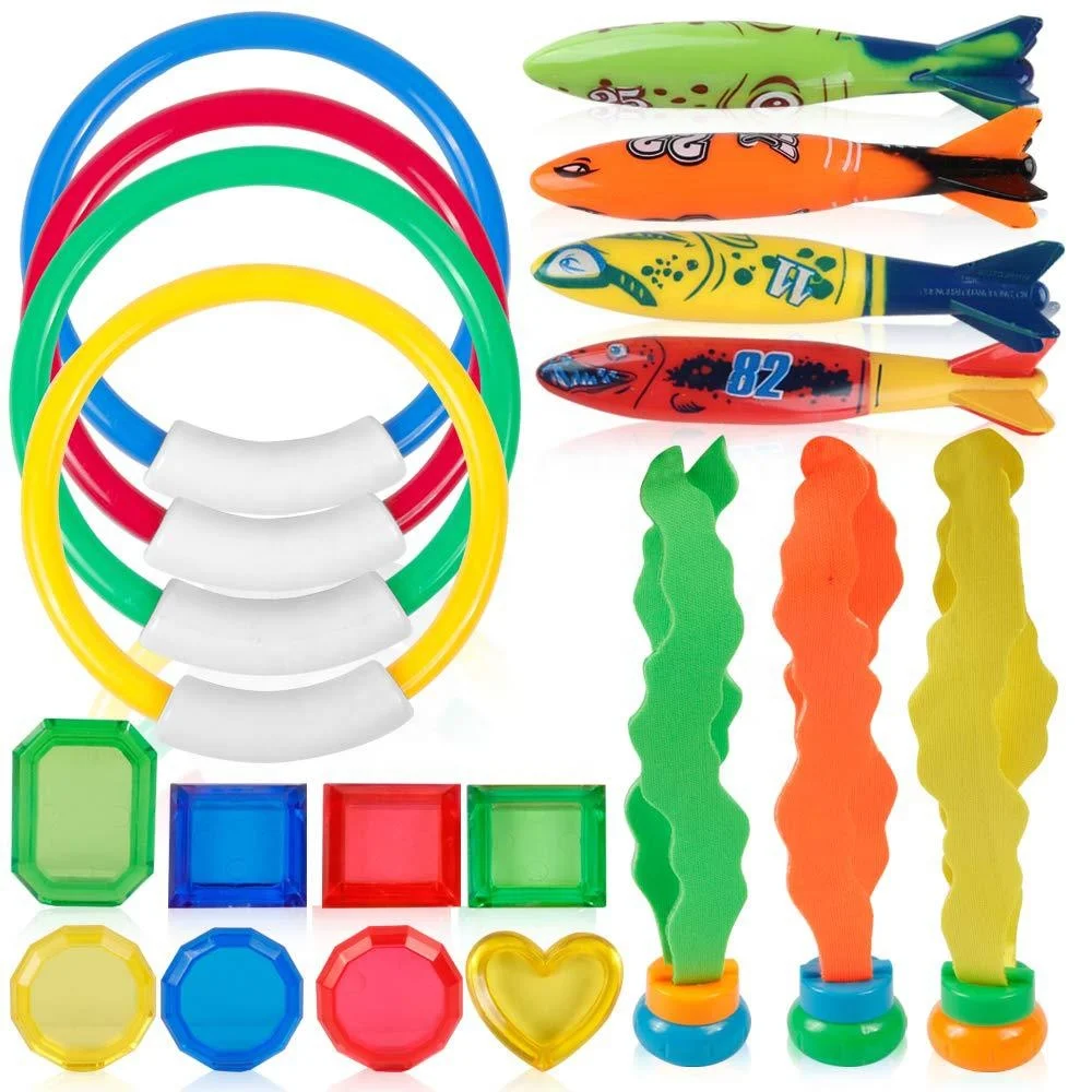 Cleanwell Diving Pool Toys Jumbo Set Diving Sticks and Ring Pirate Treasures Toypedo Bandits Fish and Octupus