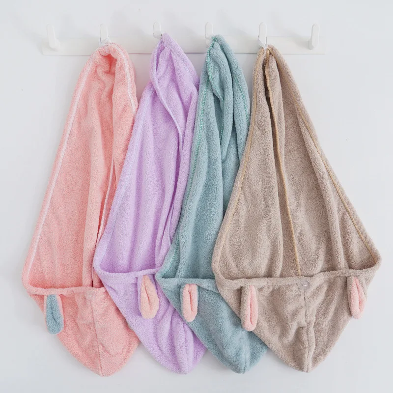 Высококачественное полотенце из кораллового флиса с милыми мультяшными кроличьими ушками