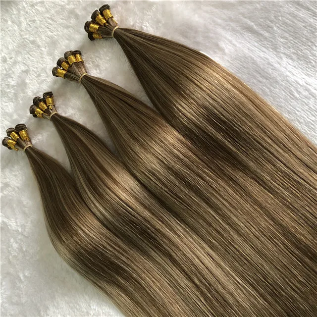 Высококачественные Натуральные Человеческие волосы remy лучшего качества наращивание волос ручной вязки полностью и мягкие русские