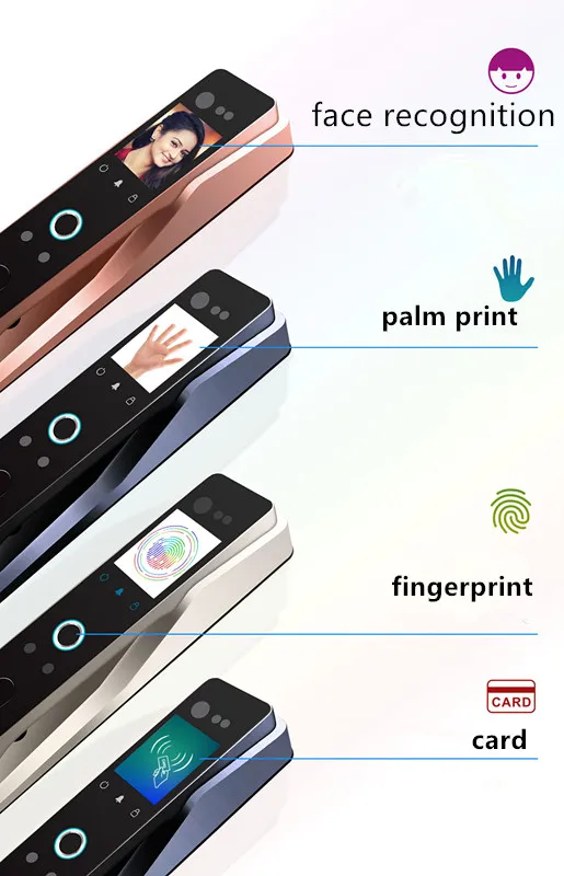 Face Recognition Smart Lock Palm Vein Code Lock Electronic Security Door Lock Mobile Phone Remote Card Keys Unlock
