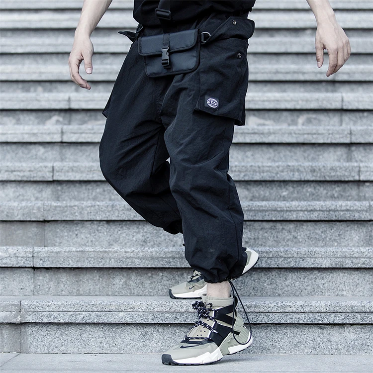 Fashionable autumn spring loose low crotch joggers harem women stylish hip hop sweatpants men black versatile pants