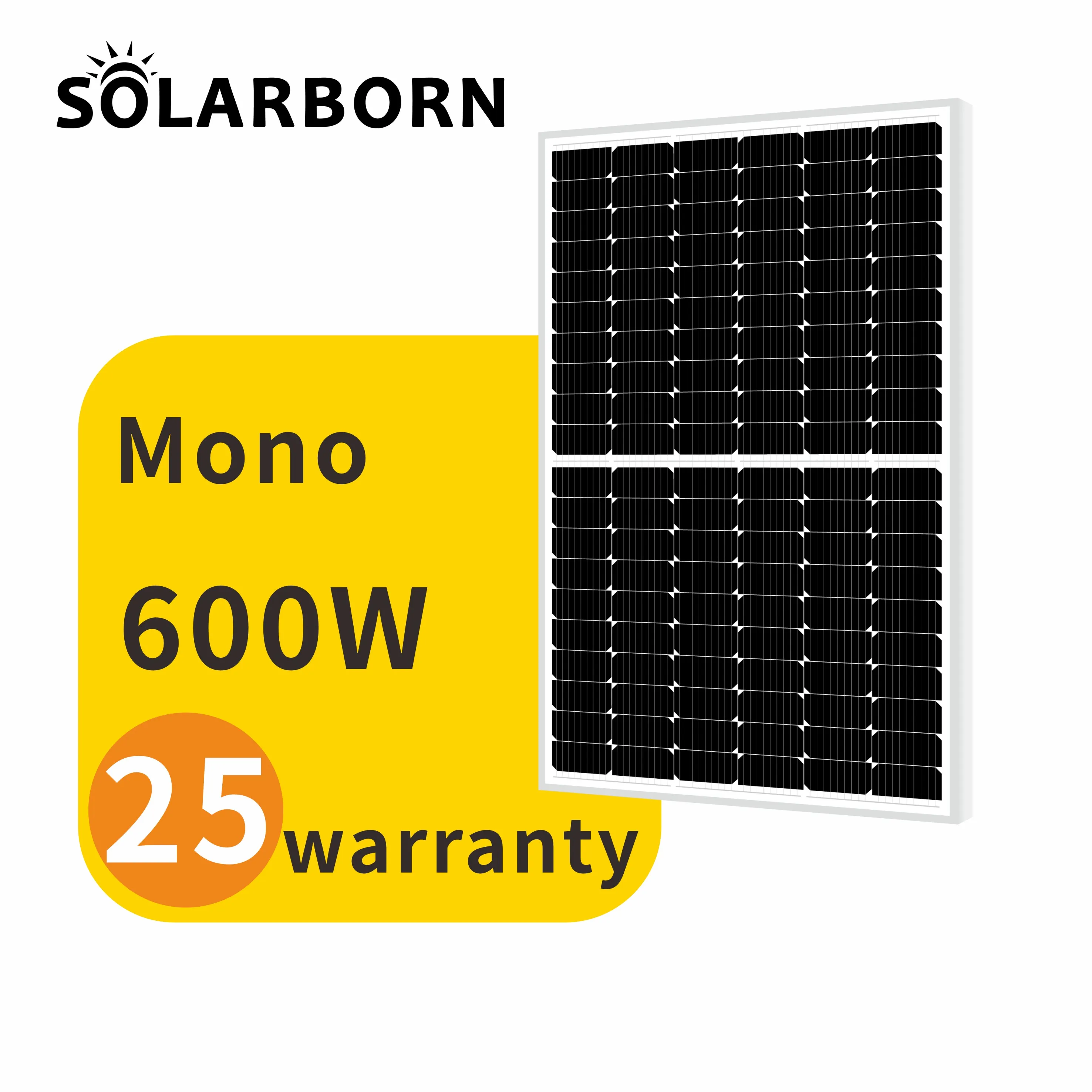 Solarborn A Grade Monocrystalline Silicon Solar Power Energy Mono 600w Module Solar Panel