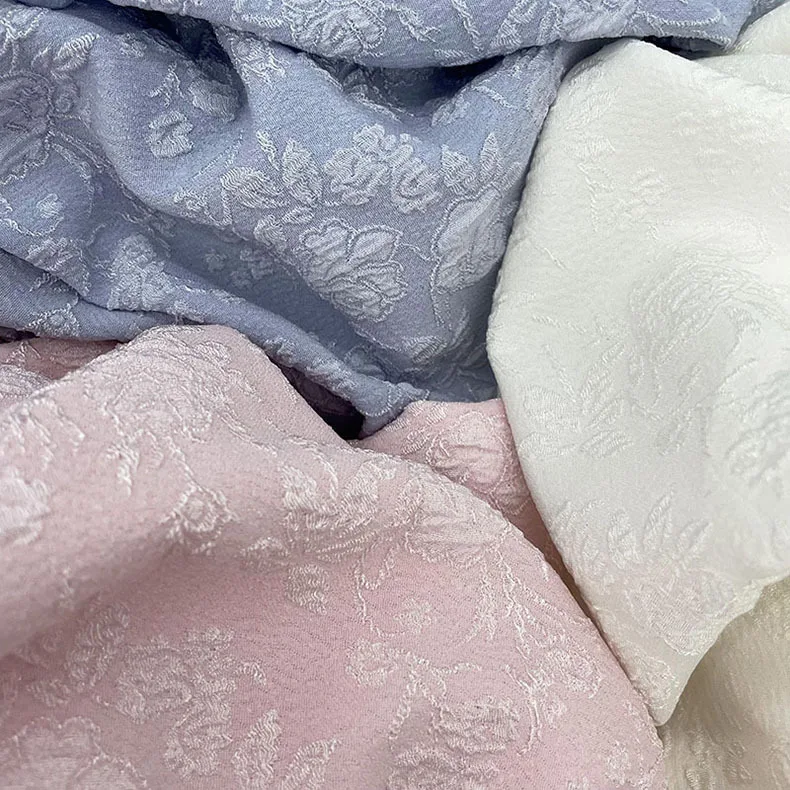 width 150 cm polyester spandex embossed Fabric stretchy bubble jacquard fabric for dress cheongsam