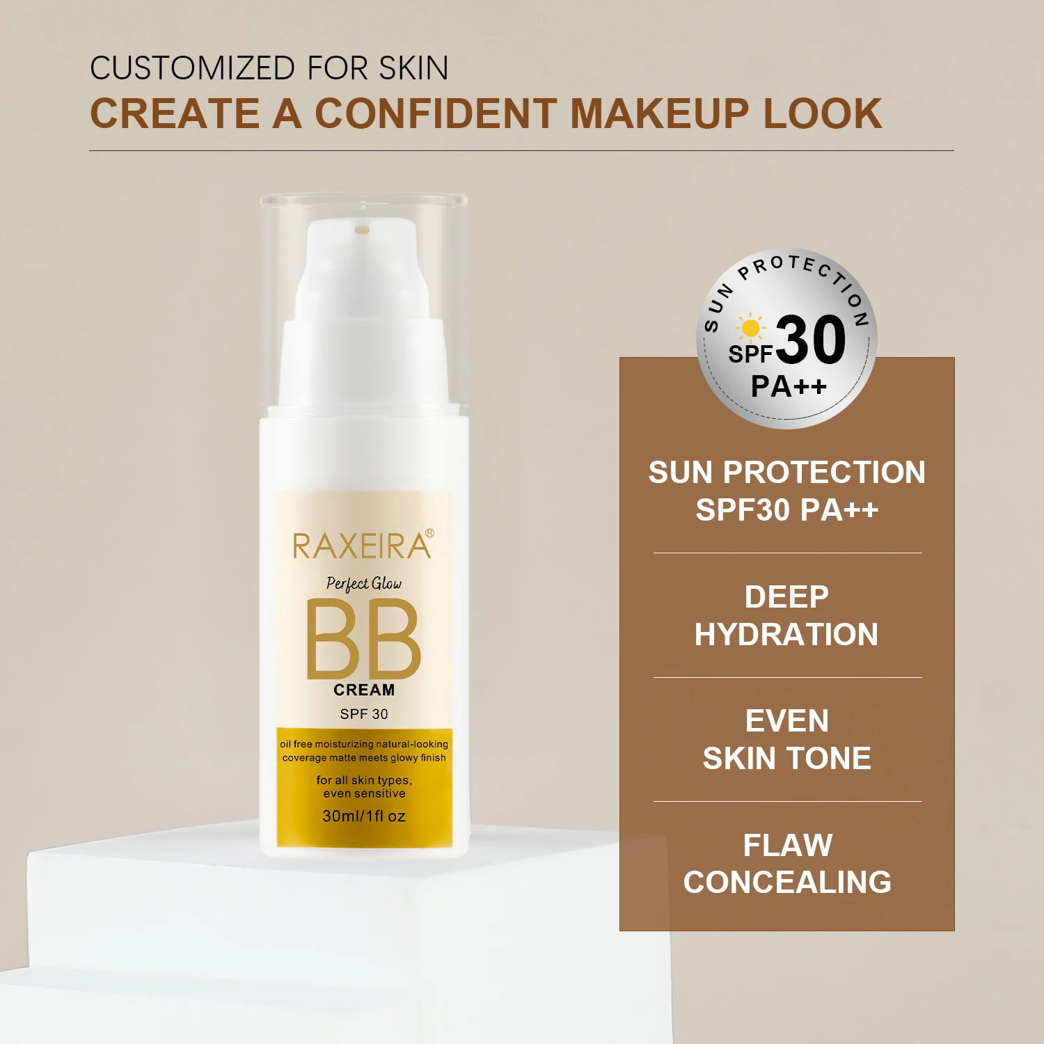 Cosmetic BB Cream SPF 30++ Organic Sunscreen Sun Protection Vegan Moisturize Custom Makeup Foundation BB Cream