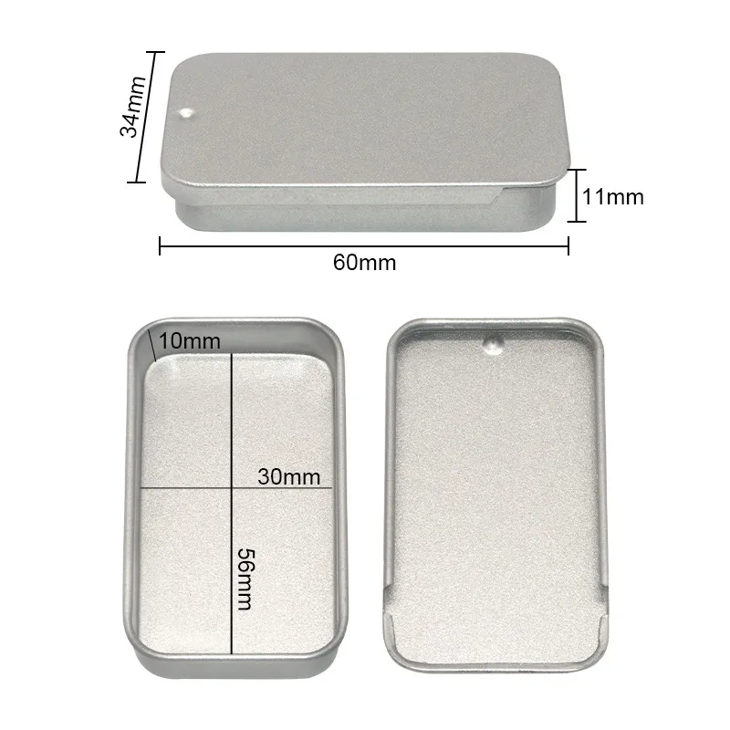 Wholesale rectangular 10g  balm pull tin silver small sliding mint tin