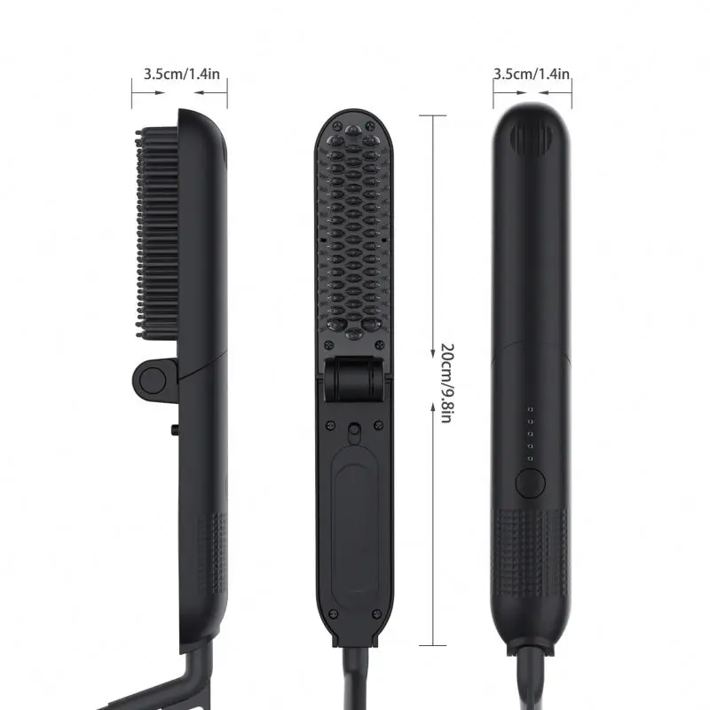 Foldable Electric Beard Straightening Men Quick Styler Oem Foldable Beard Comb Heated Brush Kit Hair Straightener