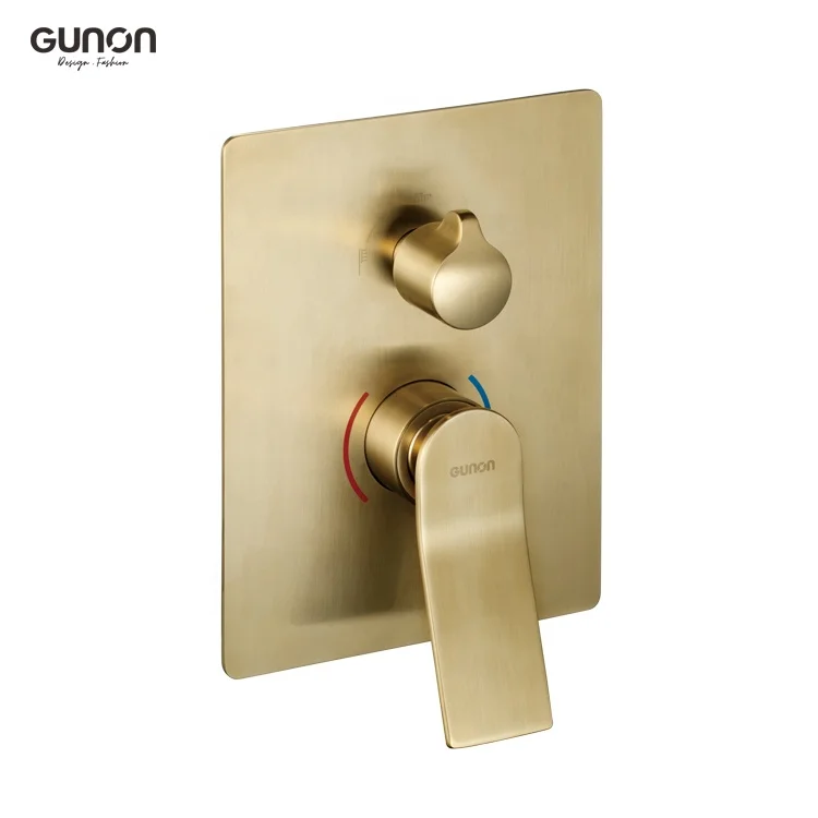 Luxury Dual Function Brushed Gold Shower Head Trim Kit Bathroom Shower Faucet System Contemporary Hot Cold Water Mixer Brass