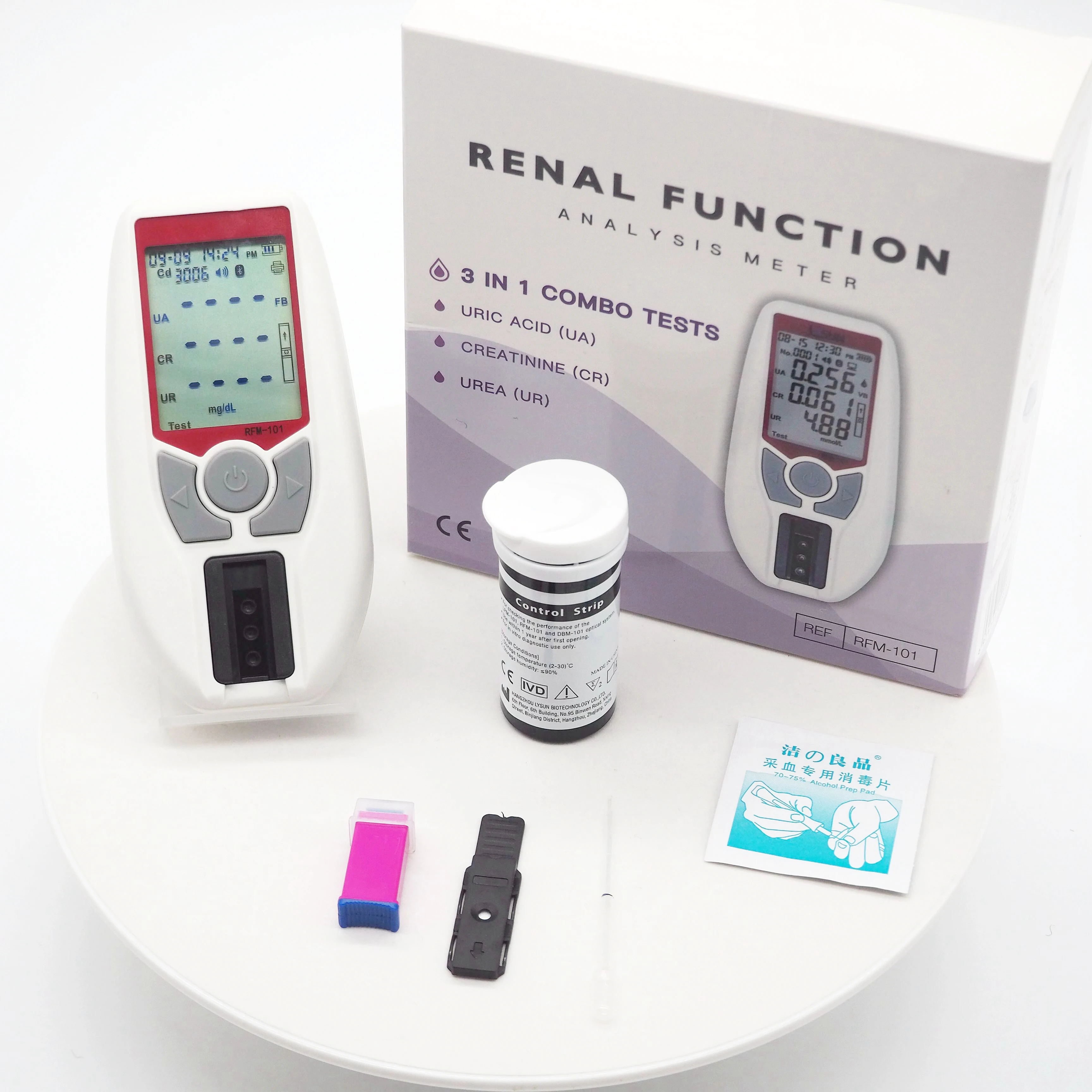 Digital Portable Analysis 3 in 1 Renal Function Analysis Meter with Test Strips