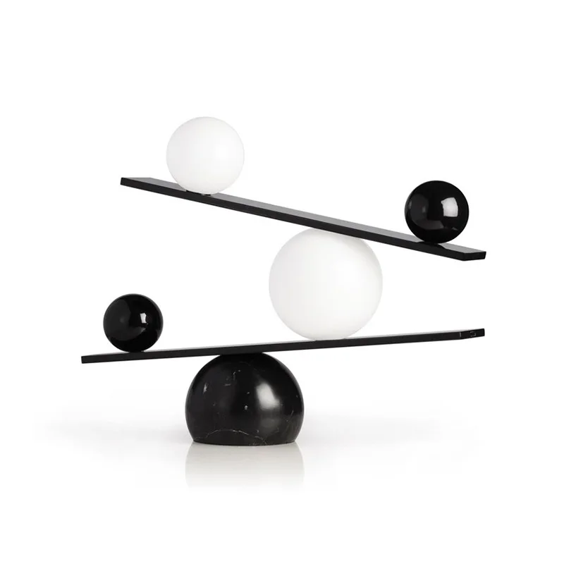 Modern simple and simple Swedish balance table lamp hotel marble glass ball exhibition hall study bedroom decoration lamp