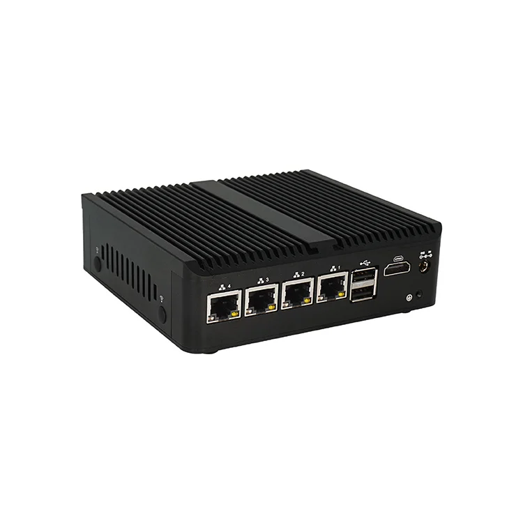 Fanless Industrial PC Firewall J4125 J6412 N100 4 Lan Dual Com Port Network Appliance X86 Pfsense Firewall Mini PC