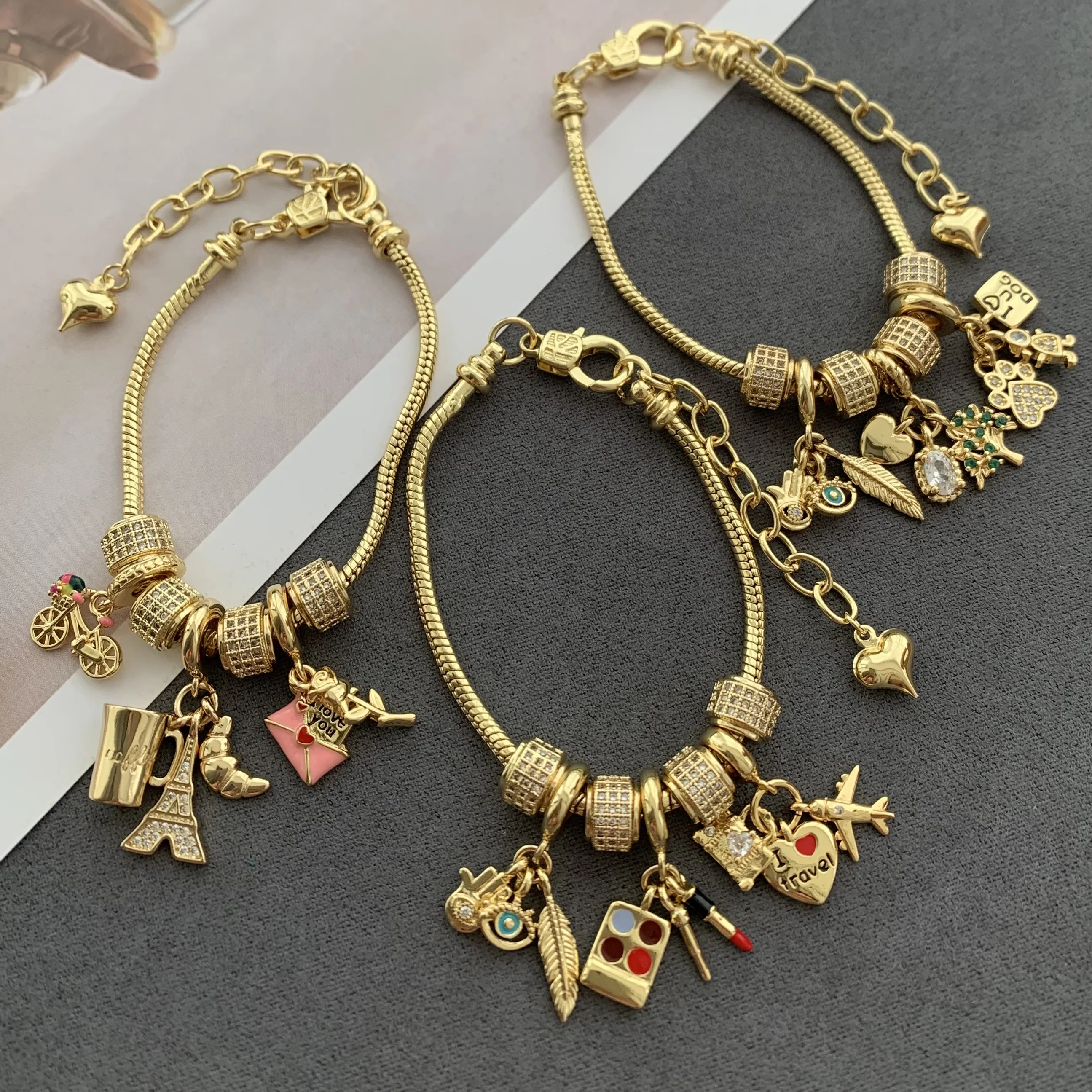 BD-L3924 Fantastic multi charm bracelets for men metal string bracelets diy charms fashion jewelry bracelets