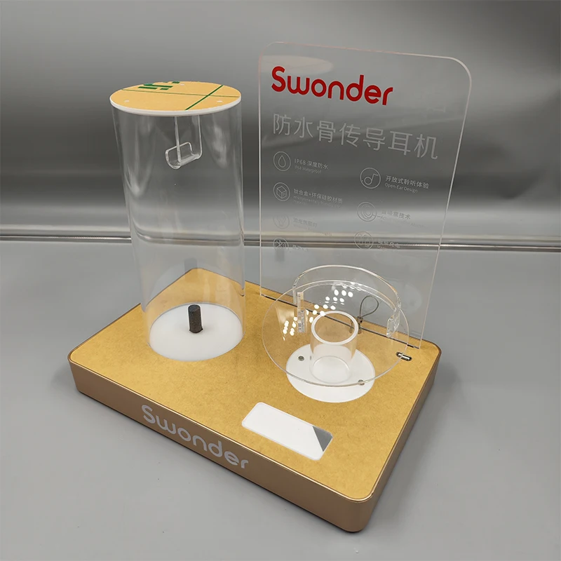 Custom Ultimate  acrylic Counter Bone conduction Bluetooth earphone Display Stand for wholesale