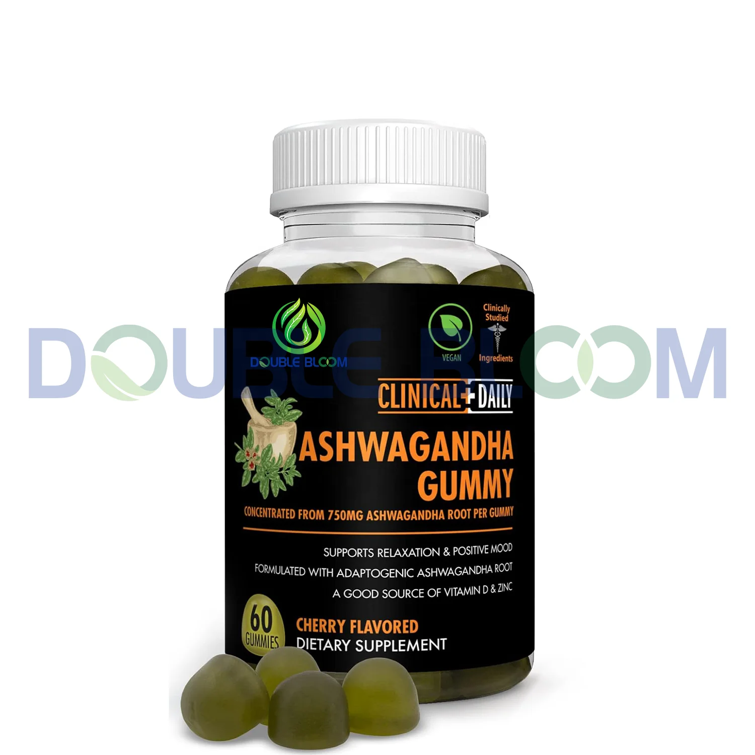 Hot selling Ashwagandha Gummies with Vitamin D,Zinc Concentrate Complex Supplement for Sleep Stress Mood Support for Adult