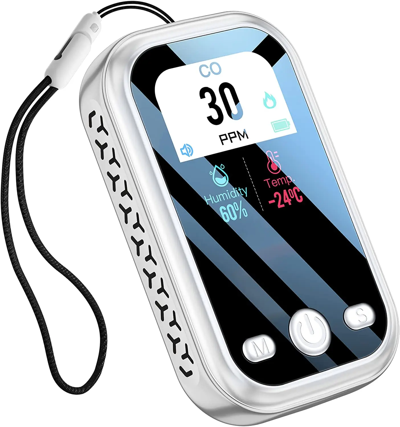 Portable Mini Air Quality Monitor Carbon Monoxide Detector With Smoke Alarm CO Gas MeterTemperature Humidity Sensor