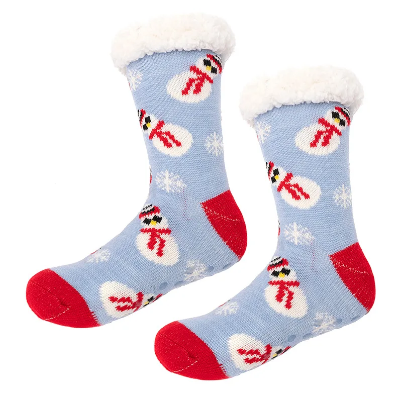 Female Male Christmas Slipper Socks Fuzzy Thick Warm Heavy Fleece Lined Winter Socks Christmas Stockings