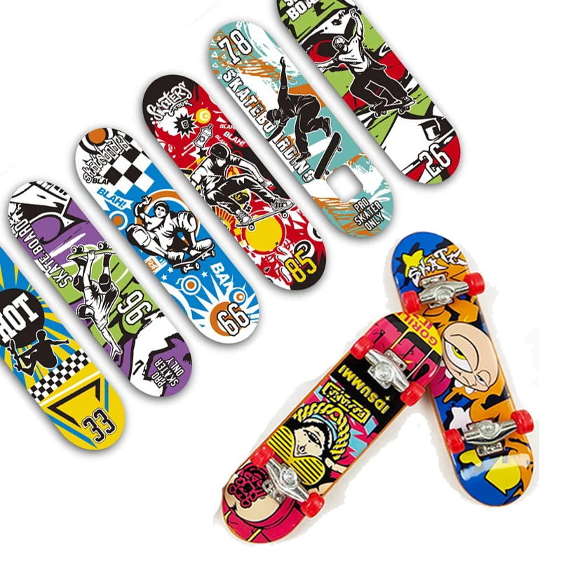 2 Pcs Alloy Finger Skateboard Set Fidget Toys Mini Multicolor Frosted Finger Board Skateboard Toys For Kids Adult Decompression