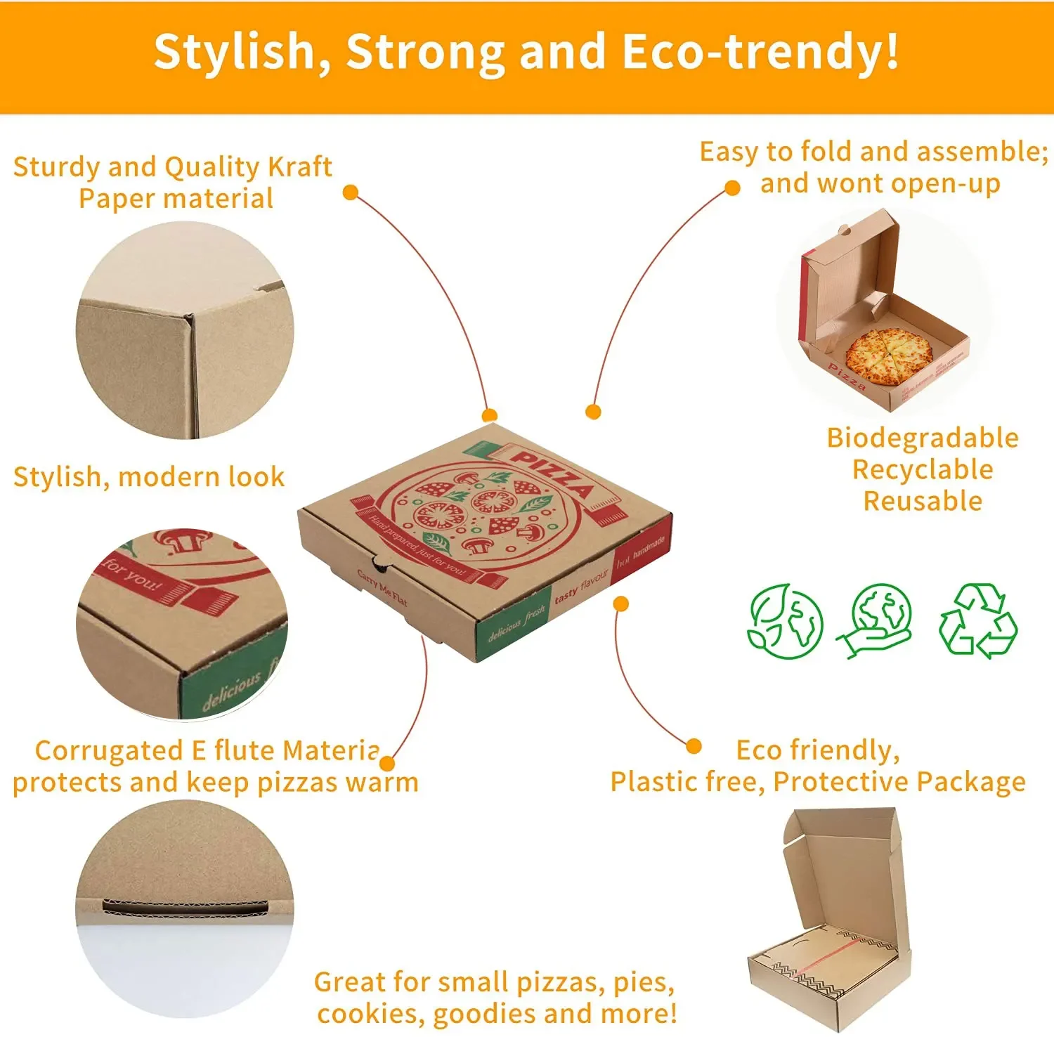 Powerful manufacturer custom pizza carton takeaway box plain personalized pizza box