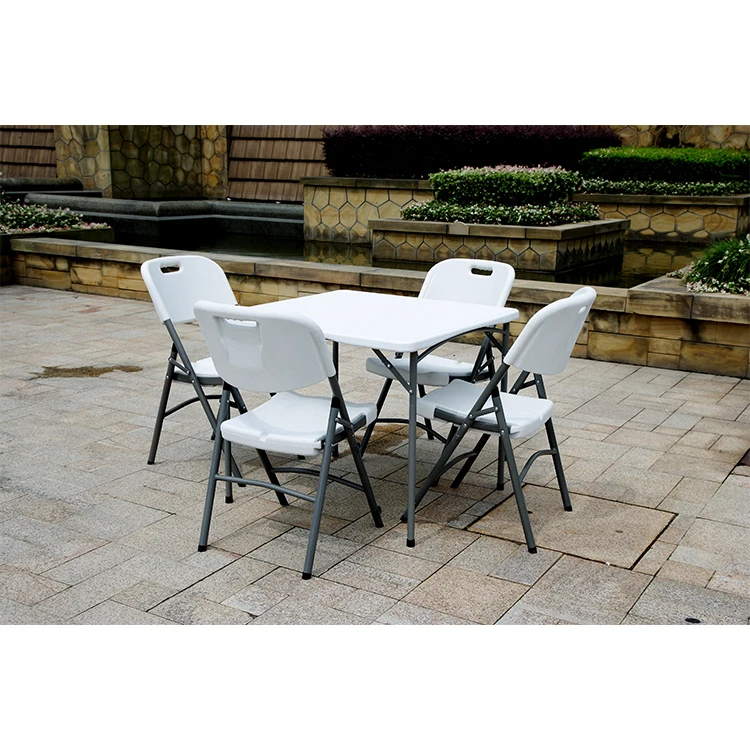 Blow Moulded Plastic Square Folding Table Top Quality 87CM Outdoor Furniture Kitchen Modern for Dining and Play Cards